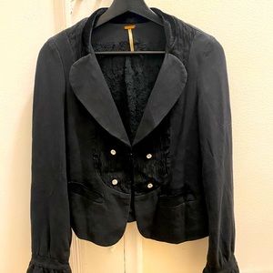 Lace And Velvet Trimmed Free People Crop Jacket